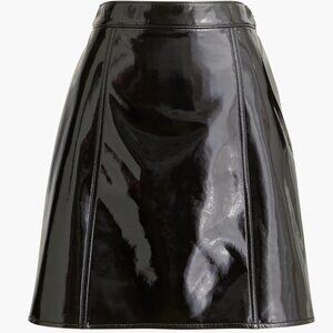 J. Crew Black Patent A-Line Mini Skirt
